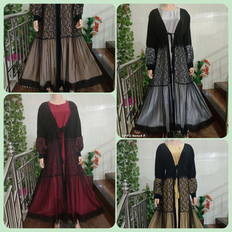 abaya brukat renda / gamis hitam