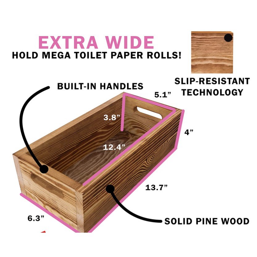 Mini wood crates kotak kayu burned , Wooden Tray , Toilet Tissue Holder Organizer Box CODE W007