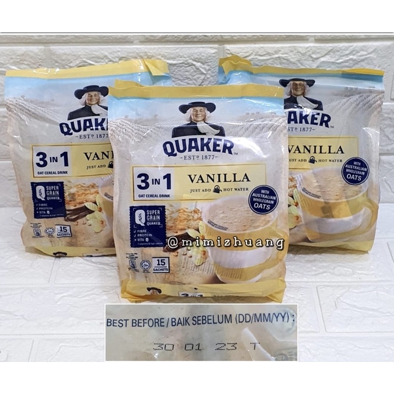 QUAKER MALAYSIA 3 IN 1 RASA VANILLA ISI 15 SACHET