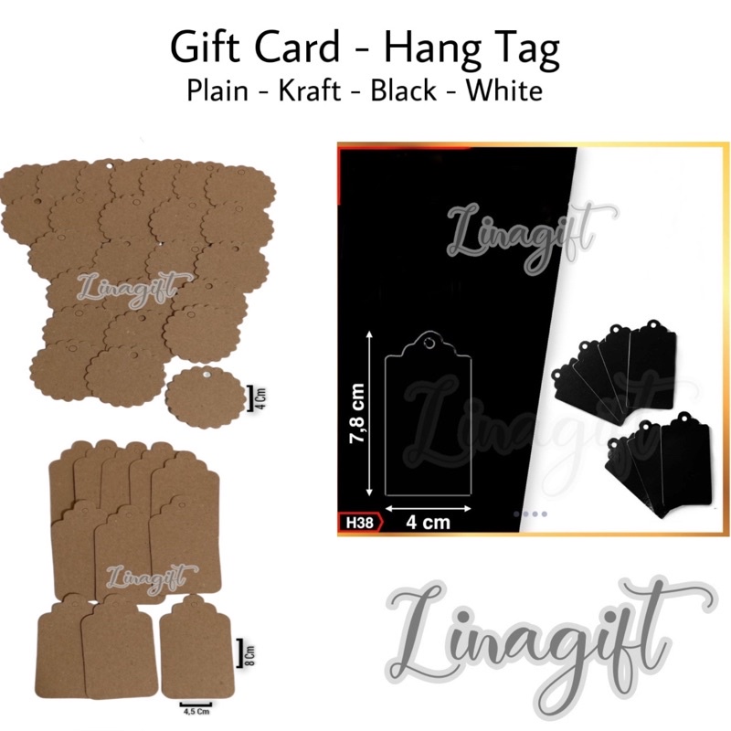 ( Set 5 Pc ) GIFT CARD HANG TAG - PLAIN BROWN PLAIN BLACK KRAFT / KARTU UCAPAN / CLASSIC VINTAGE / GOODIE BAG / HAMPERS / FLORIST / SOUVENIR