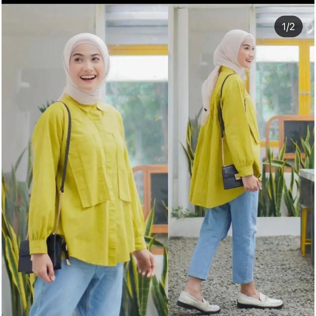 GLENCA KEMEJA - OVERSIZE - NEW MODEL - PAKAIAN  WANITA - BISA COD