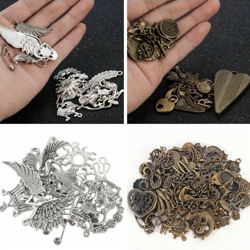 Random DIY Fashion Liontin Perak 50G/Pack Tibet Bronze Vintage Untuk Kalung Gelang Membuat Perhiasan Kerajinan