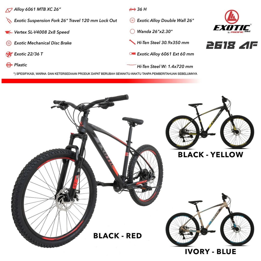 Sepeda MTB 26 Exotic Et 2618 Af Fl