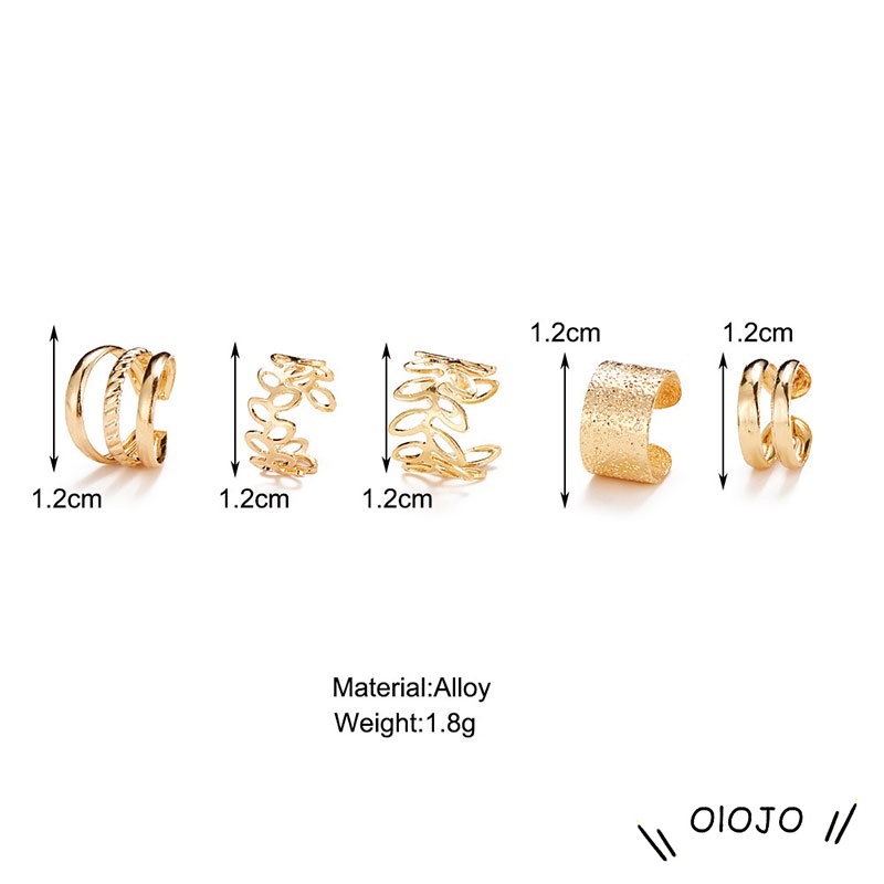 5 pcs Anting Tanpa Tindik Telinga Tulang Klip Gaya Korea Sederhana Retro Fashion Bulat Kecil Perhiasan Aksesoris - ol