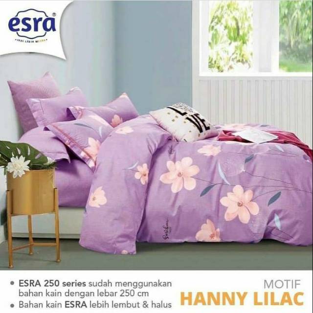 Sprei katun lokal premium motif bunga warna ungu lila