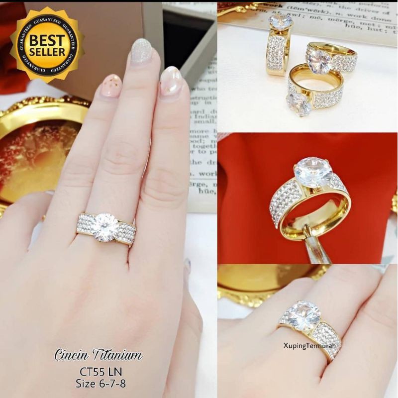 Cincin Titanium / Cincin wanita Permata Premium Quality Terlaris CT55BM