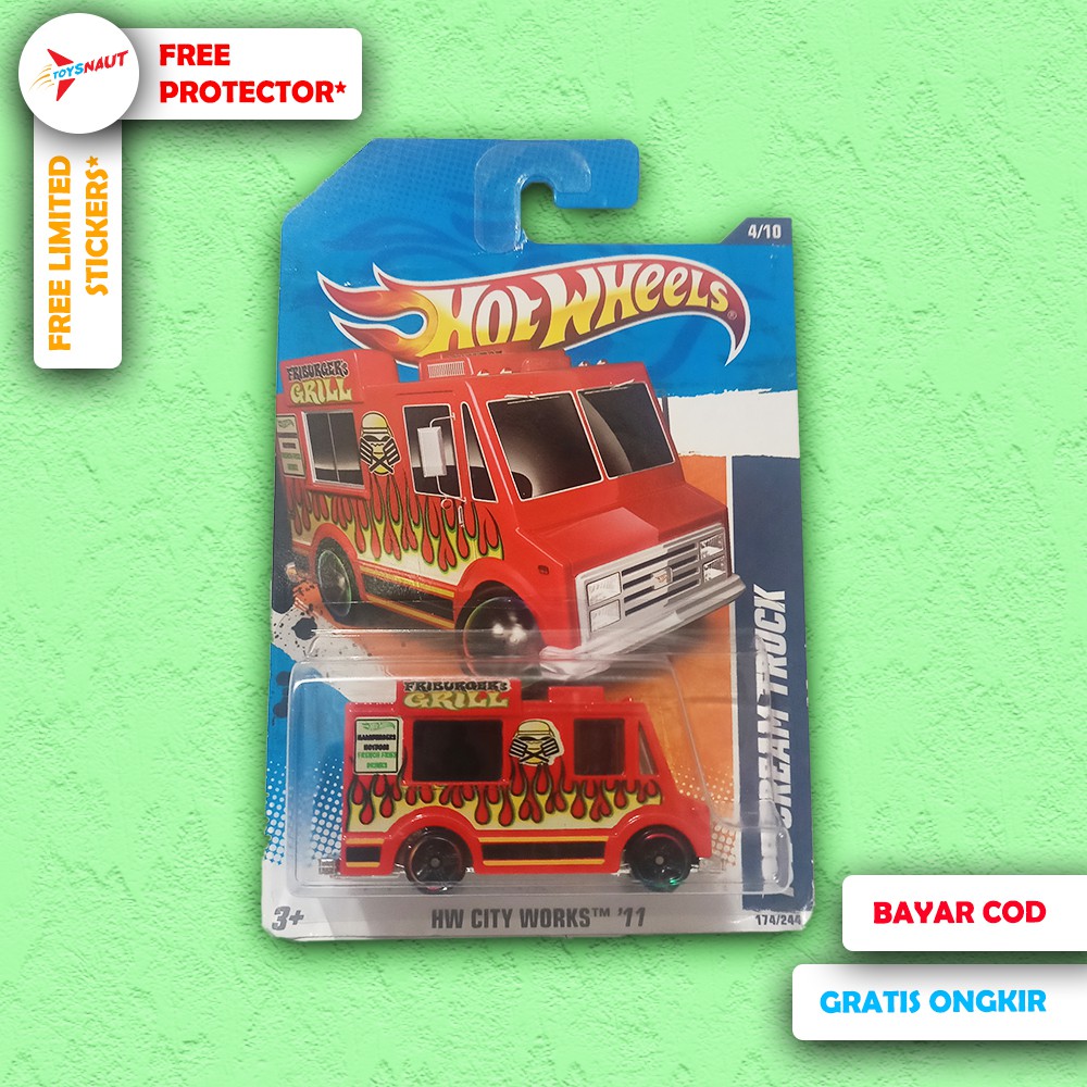 HW Hotwheels Ice Cream Truck Food Truck Hamburgers Red Merah