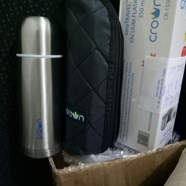 Crown Thermos 350ml / Termos Air Panas / Dingin 350 Ml Easytravel Vacuum + Free Bubble Wrap