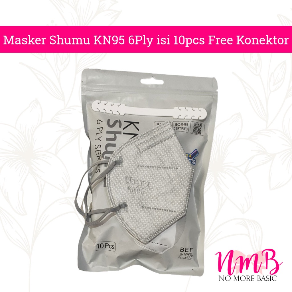 Masker KN95 SHUMU 6ply isi 10 FREE Konektor Protective Mask Kemenkes Warna Premium