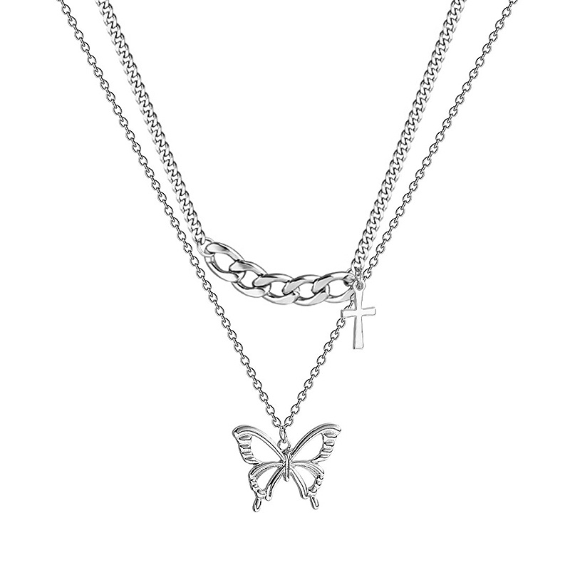 Kalung Rantai Double Layer Model Butterfly