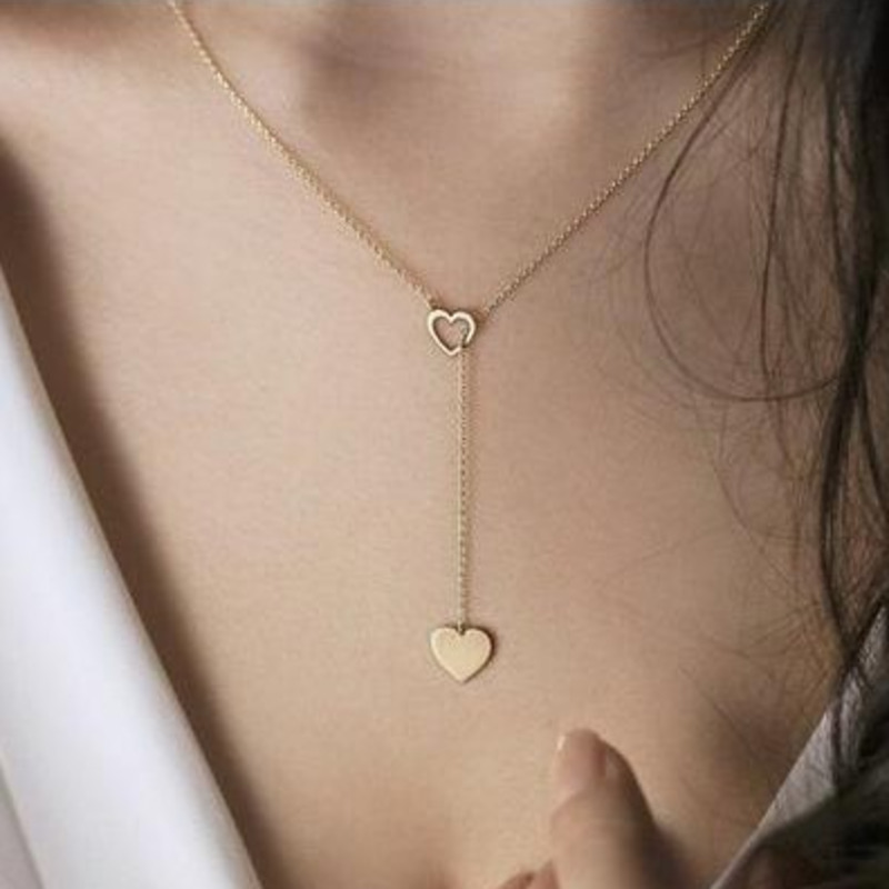 Kalung Choker Dengan Liontin Hati Warna Emas Untuk Wanita