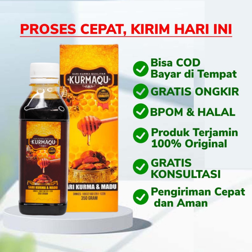 KurmaQu - Obat Penambah Darah Ibu Hamil Alami, Penambah Tenaga, HB Vitamin Kurma Madu Asli 100% Original