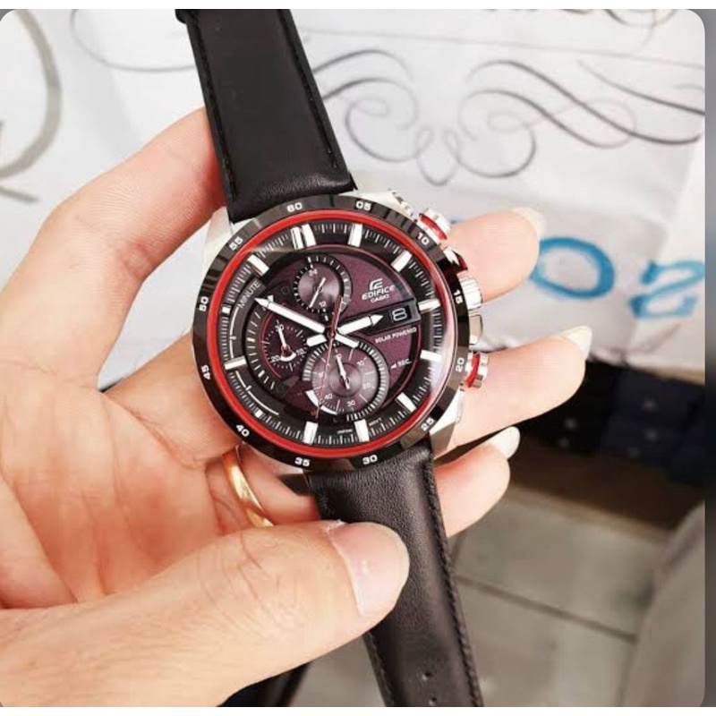 Edifice type EQS-600 LEATHER SOLAR POWERED AKTIF