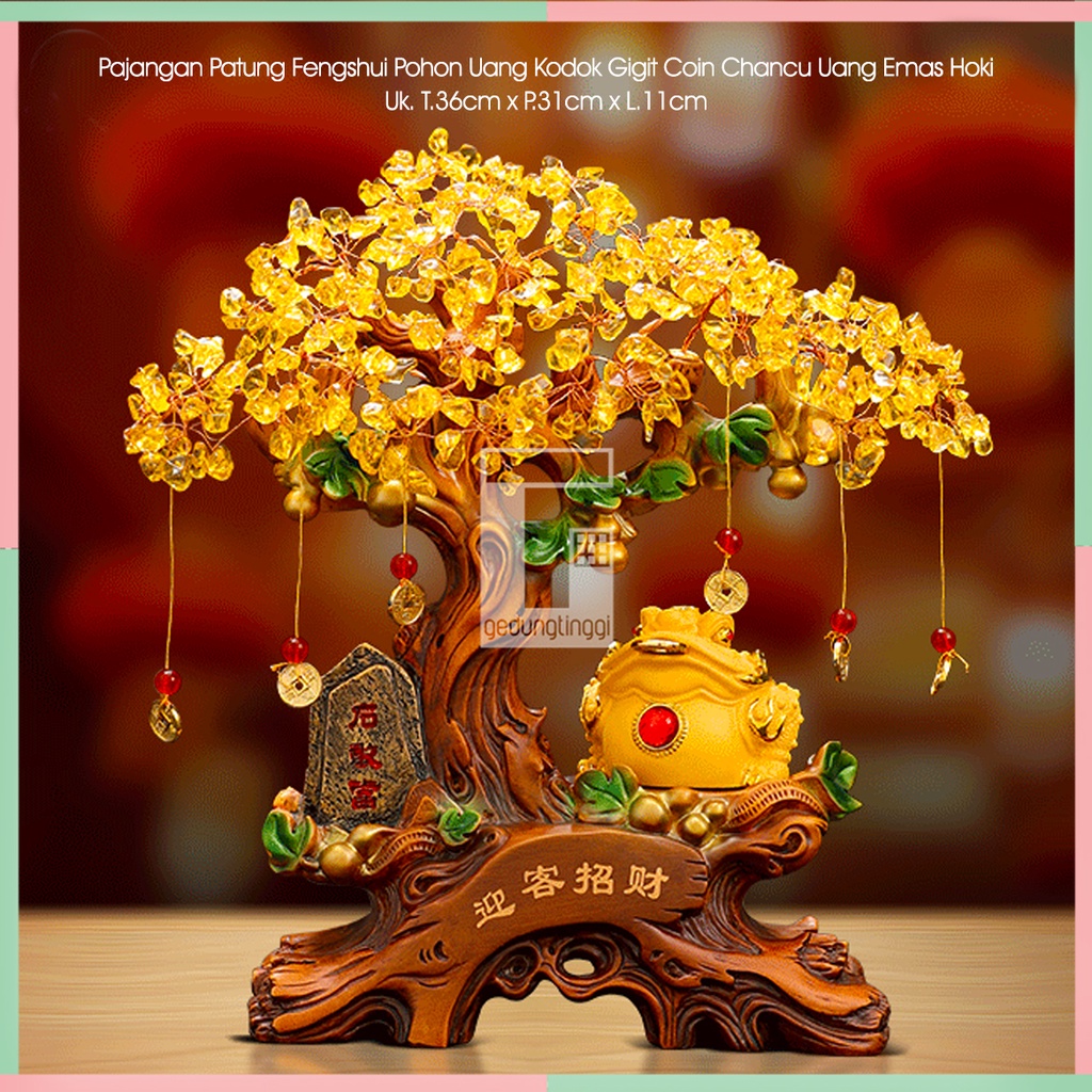 Patung Pajangan Dekorasi Hiasan Hadiah Kado Imlek Dewa Kodok Katak Kaki Tiga Gigit Uang Coin Chancu Chanchu Cancu Pohon Kantong Tong Uang Duit Coin Koin Holo Labu Hulu Wulu Wulou Fengshui Resin Hoki Rejeki Tempat Usaha Toko Ruko Cafe Cina Buddha Budha XL