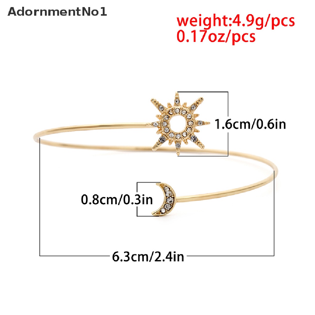 (AdornmentNo1) Gelang Bangle Cuff Lengan Atas Desain Bintang / Bulan Hias Zircon / Berlian Imitasi Untuk Wanita