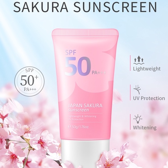 LAIKOU Japan Sakura Sunscreen Wajah Sunblock Tubuh Perlindungan dari Matahari SPF50 PA+++ 50g