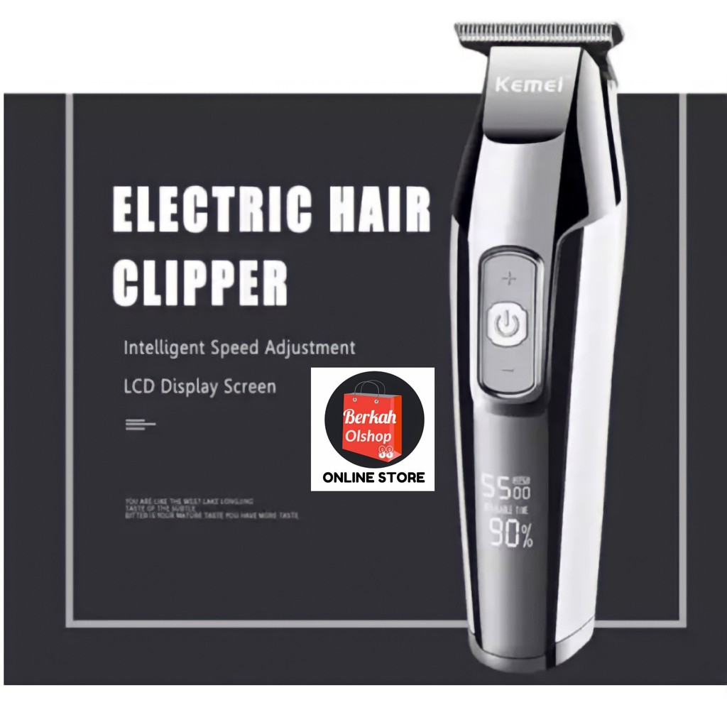 Berkah Oldshop 88 - Kemei KM-5027 Electric Cordless Professioanal Hair Clipper LCD Display