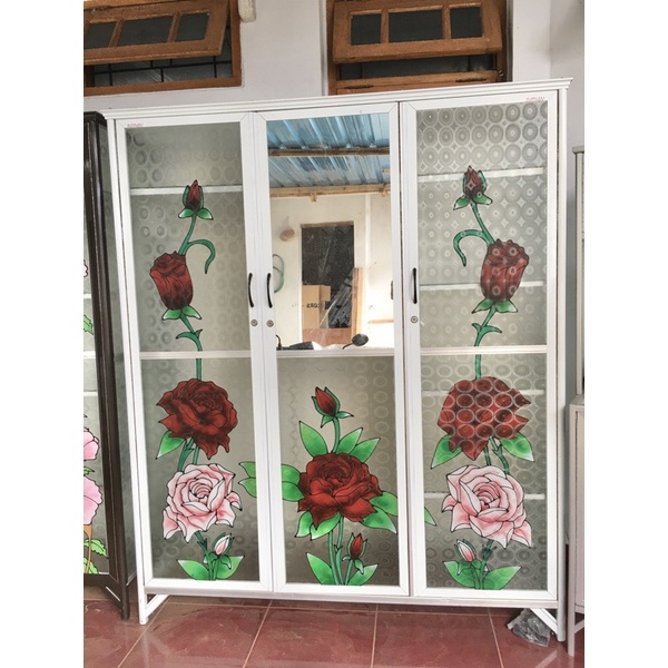 Jual Promo Lemari Pakaian Aluminium Kaca Gantung P Cermin Putih Bunga Shopee Indonesia