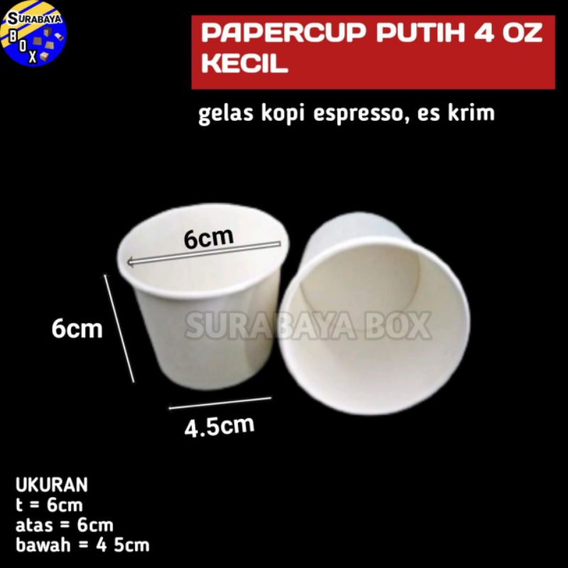 50PCS GELAS PAPER CUP 4OZ KERTAS POLOS FOAM PUTIH KECIL MINI HOT KOPI PANAS COFFE
