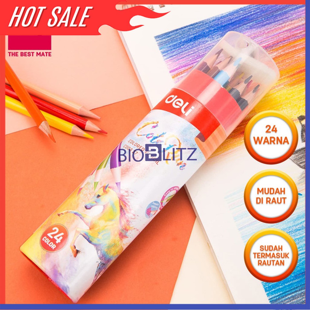 

Pensil Warna 24 Warna dengan Bonus Rautan Pensil
