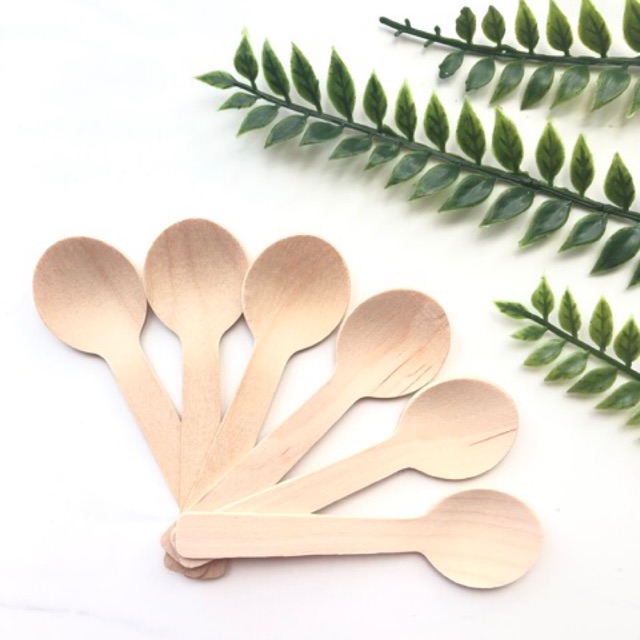 Sendok Kayu / Natural Wood Spoon Isi 6pcs - Aksesoris Oil - Natural Produk