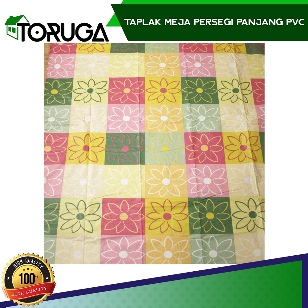 TAPLAK ALAS MEJA MAKAN TAMU PERSEGI ANTI AIR BAHAN PVC BUNGA 137 x 183cm