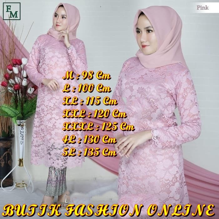 SETELAN KEBAYA BROKAT KEBAYA TUKIN JUMBO WARNA PINK