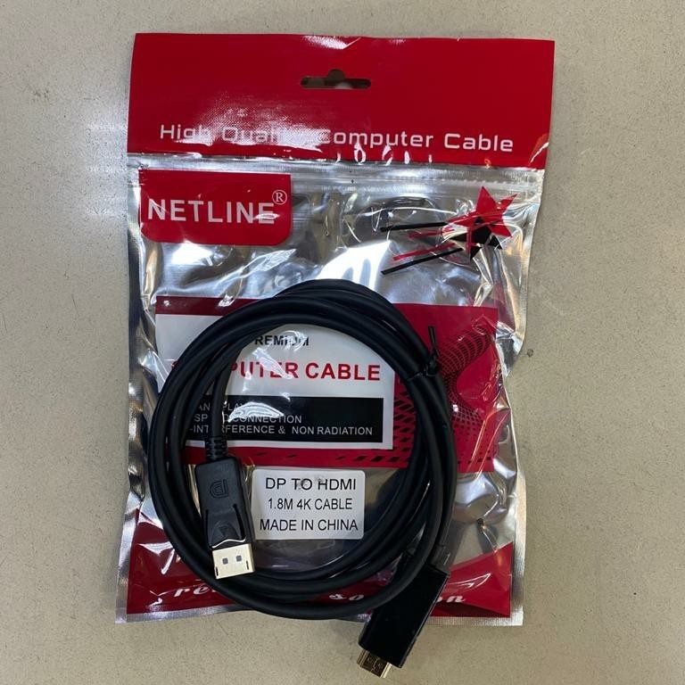 Kabel Display Port To HDMI 1.8M - Displayport To HDTV 4K 1.8M Netline