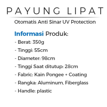 [MURAH] Payung Lipat Otomatis Anti Sinar UV Protection /Payung lipat anti UV/ payung lipat buah otomatis / payung otomatis/payung lipat buah otomatis /payung Motif Buah Murah [PADMA] PADMA