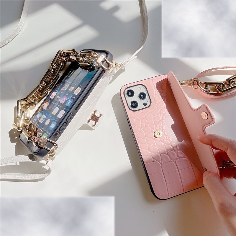 Case warna Macaron lucu cantik rantai pendek charm tali panjang pinggang bahu Iphone 7 8 7+ 8+ X Xr Xs Max 11 12 13 Pro Max FH35