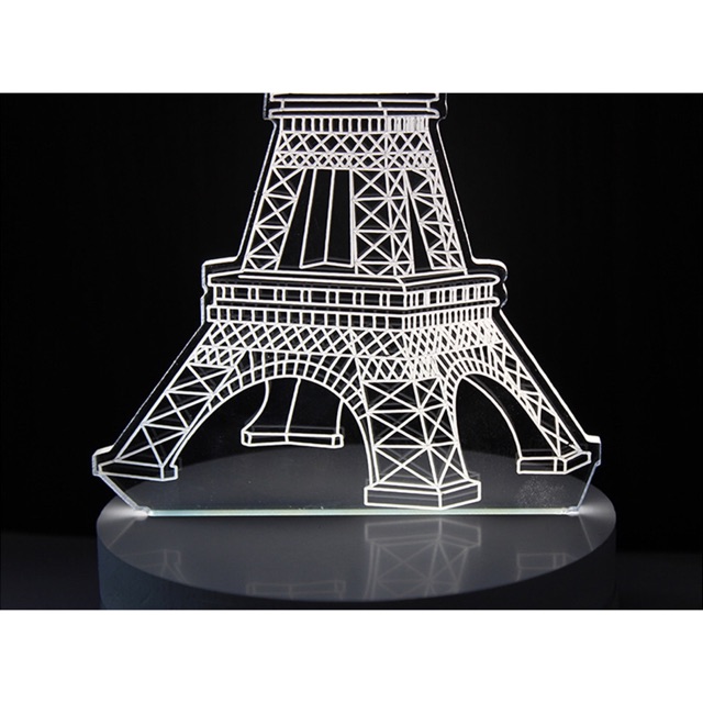 Lampu 3D LED Transparan Desain Eiffel Tower - White