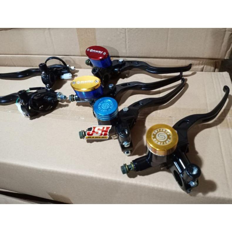 Handle Motor Hendel Master Rem Set Kanan Kiri Kopling Tabung Minyak Scarlet Oval Bulat Universal