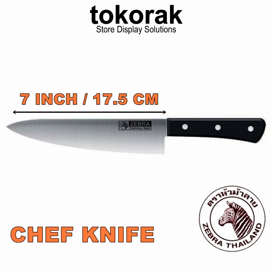 PISAU DAPUR ZEBRA CHEF KNIFE 7 INCH 100223 - PISAU STAINLESS