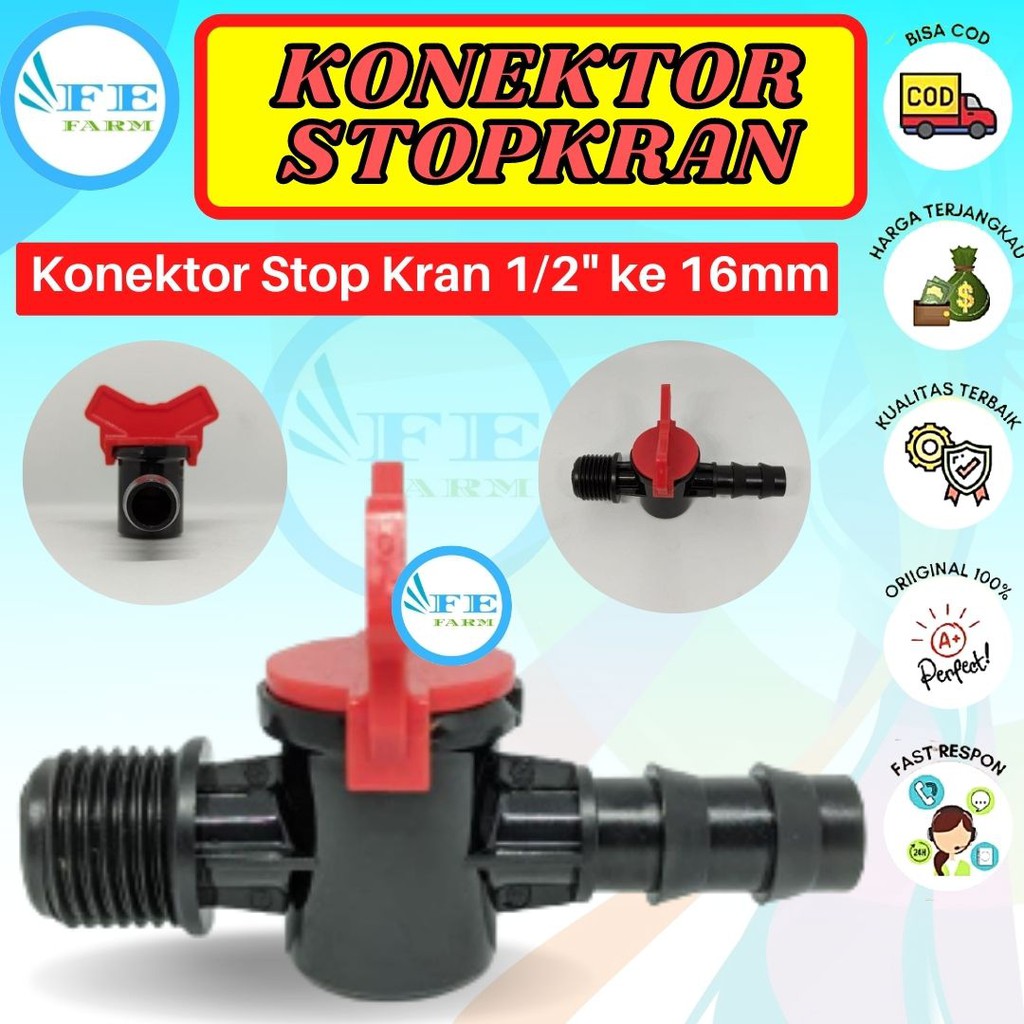 CHECK VALVE 16 MM STOP MINI KRAN AIR PIPA PVC DRAT LUAR 1/2&quot; X 16MM KE SELANG PE 13MM/16MM FEFARM