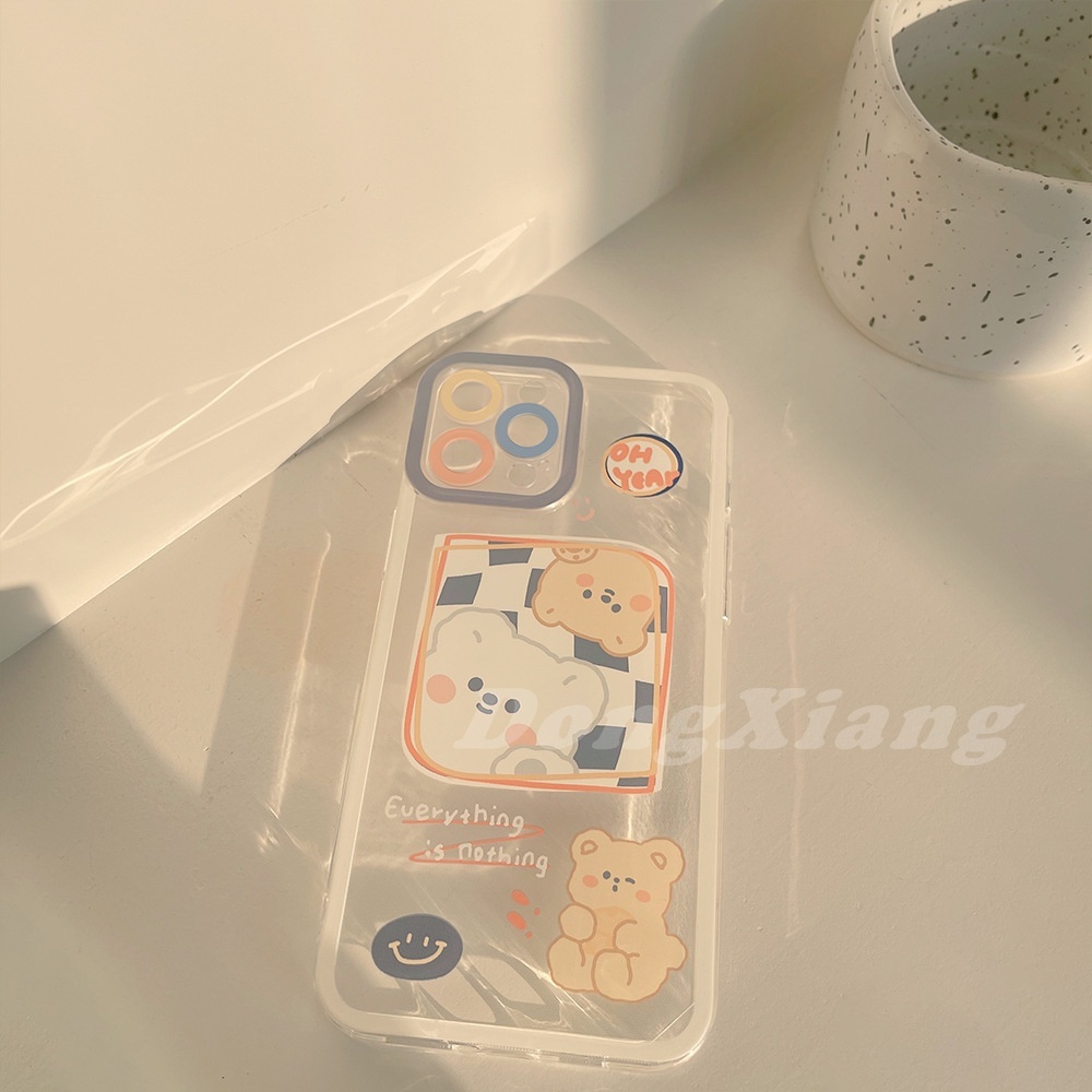 Soft Case TPU Bening Motif Beruang Abstrak Untuk Iphone 13 12 Pro Max 7 6 6s 8 Plus XR X XS Max SE