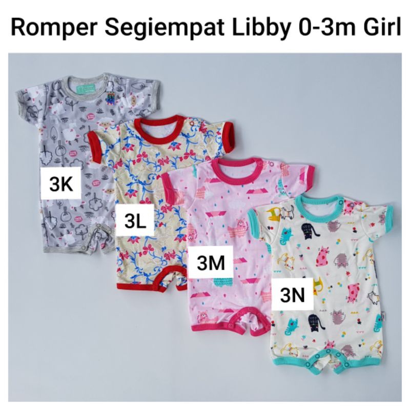 SATUAN PILIH MOTIF Romper Libby Baju Kodok Bayi Jumper Pendek Segiempat 3 6 9 Bulan