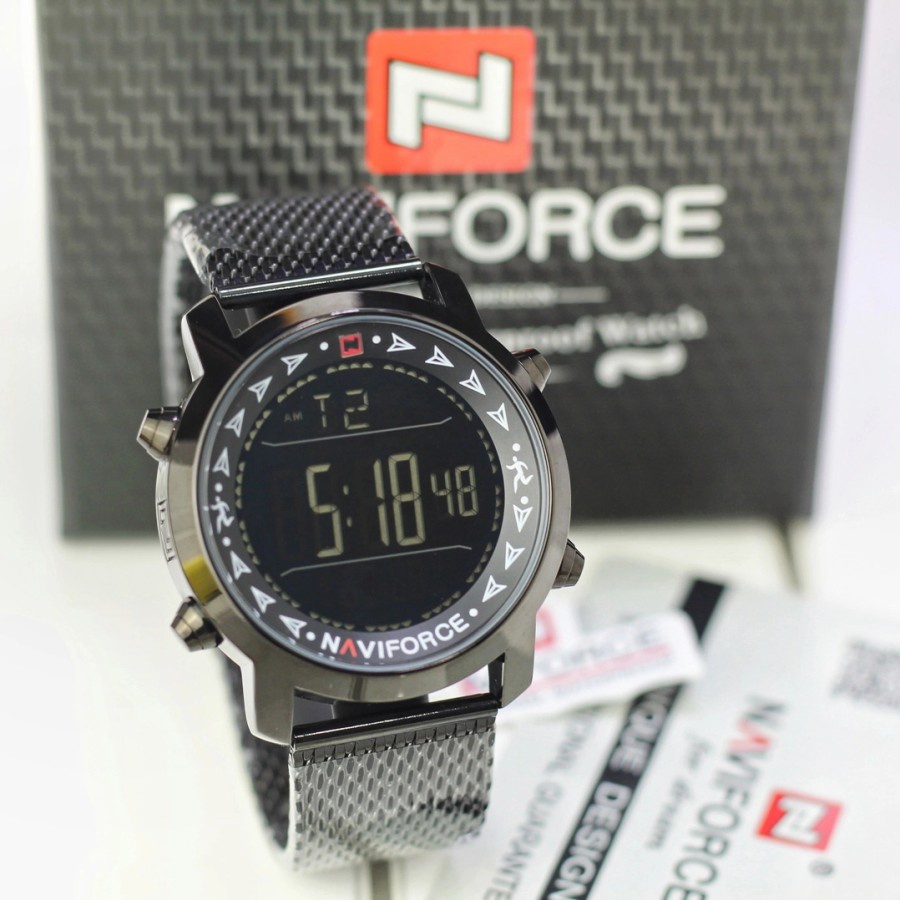 jam tangan pria naviforce 9130 original rantai pasir digital