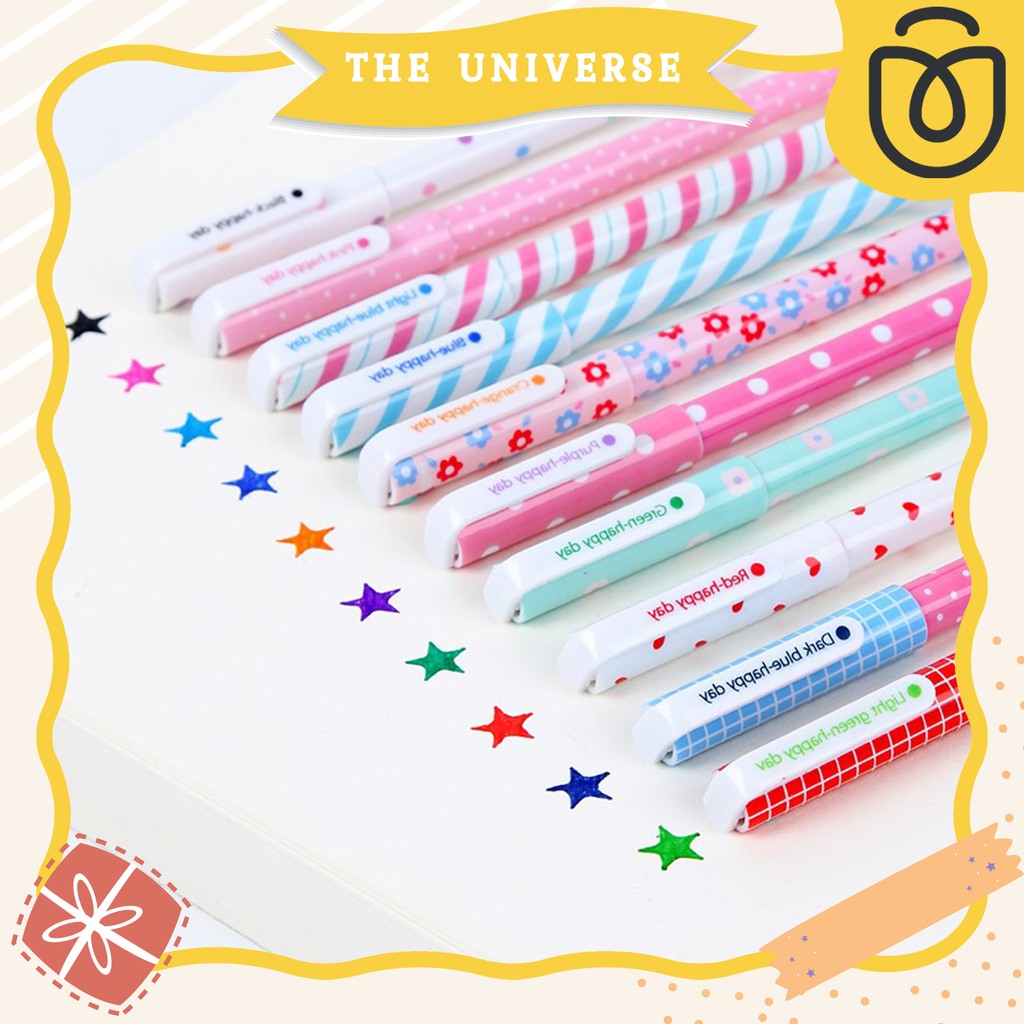 [THE UNIVERSE] Pulpen Warna 10in1 Pena cair Gel Pen Pulpen Warna Color Pen Set - ST018