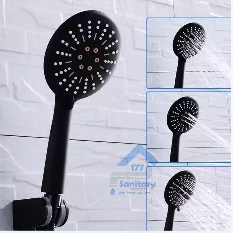 Handshower GEDE Minimalis HITAM 3 in 1 jumbo 339- Hand Shower mandi Set Fungsi Shower Mandi BLACK /L40