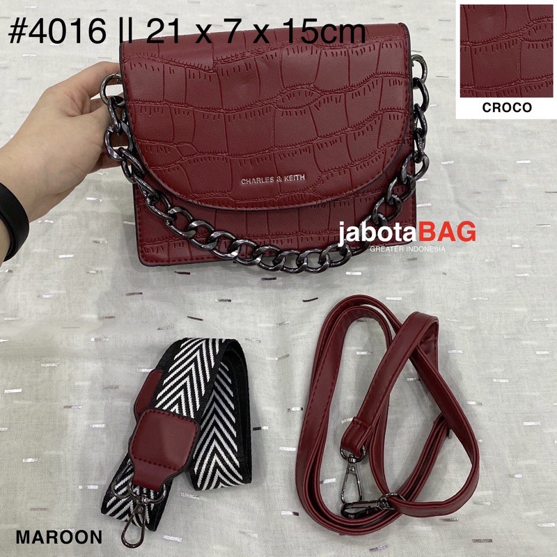 Tas Import Premium 3 TALI CnK CHUNKY CROCO Rantai Hitam (4016) Tas Fashion Import