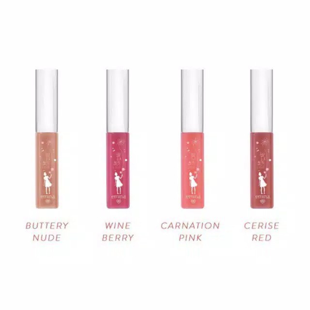 Emina Liquid Lip Shine Cerise red / Wineberry / Carnation pink/ Buttery nude 4.5ml (100% Original)