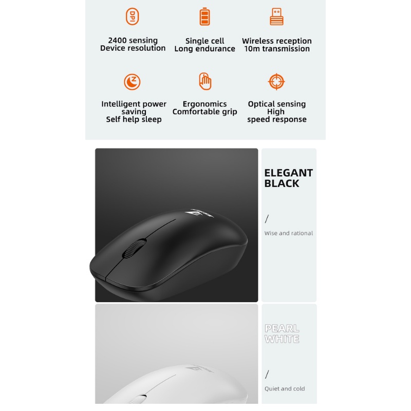 Mouse Wireless Bluetooth JR8 2.4Ghz 800-2400DPI Silent Klik - ACS