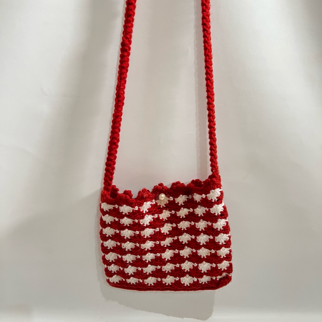 [PRELOVED] Tas Rajut Merah Putih Selempang Mini