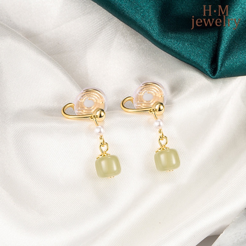 Anting Klip Tanpa Tindik Desain Mutiara Hetian Jade