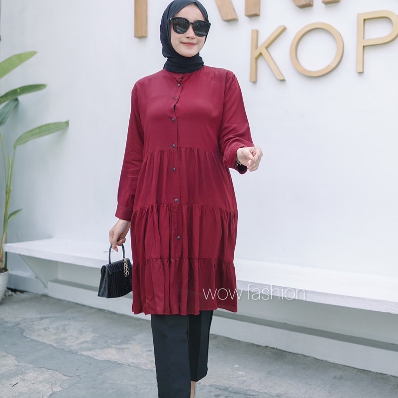 WOW-Tunik Dinda Long Rayon Twill Premium Wanita