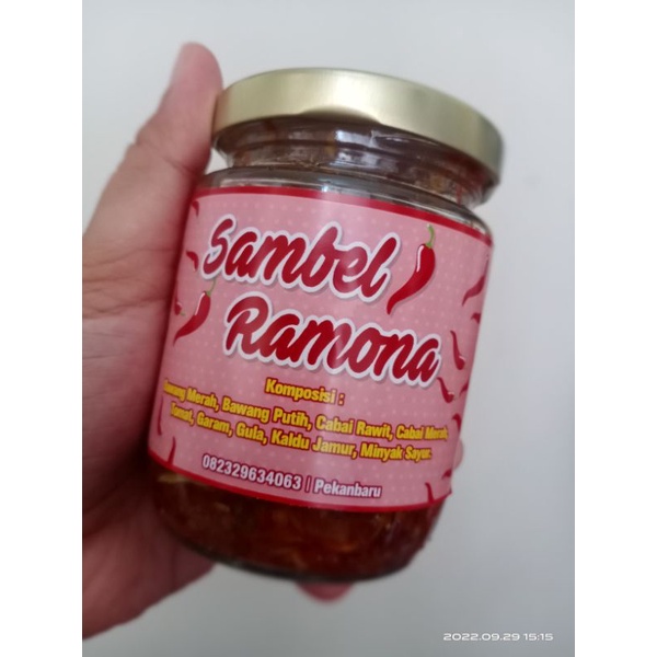 

SAMBEL RAMONA kemasan botol kaca 250gr. varian cumi/babycumi/udangkering/pete/jengkol/teritempe SEHAT NO MICIN NO PENGAWET