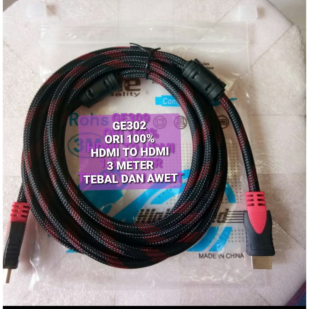 G302 Kabel hdmi 3 meter cable tv televisi monitor cpu komputer led cable high speed hdtv full hd hd universal multi Ps playstation panjang original  HDMI HDMI Panjang kabel 3 meter  BISA SEGALA JENIS TV ATAU MONITOR  KUAT DAN TAHAN LAMA  BERKUALI