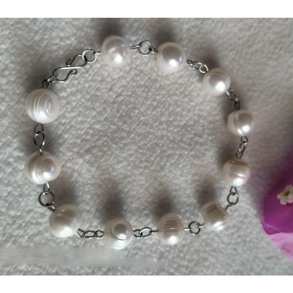 gelang mutiara air tawar/gelang mutiara lombok/gelang mutiara air tawar asli