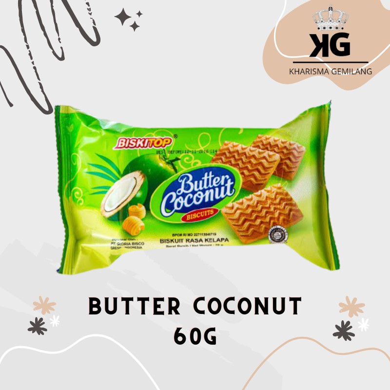 

BISKITOP - BUTTER COCONUT 60g Biskuit Anak Dewasa Enak Renyah Biscuit Rasa Kelapa Lezat Terbaru