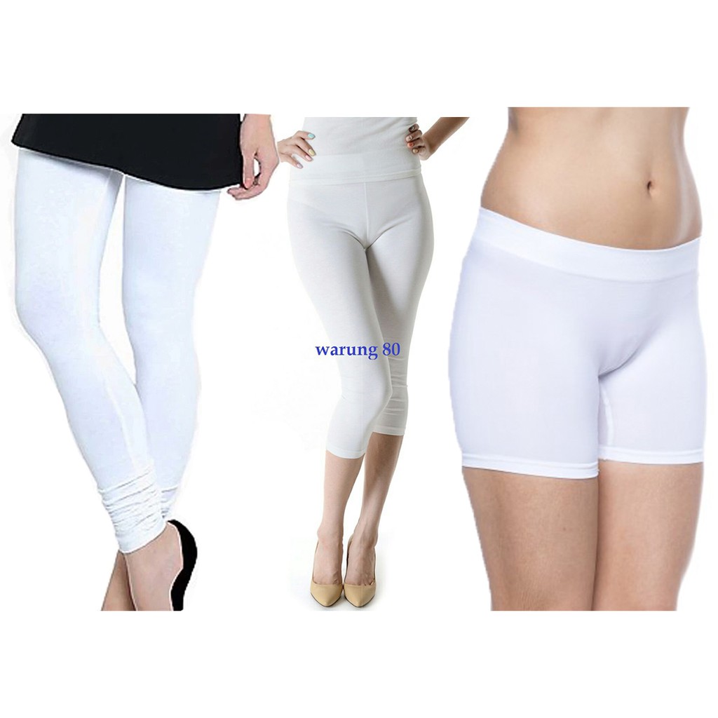 Paket Hemat Legging wanita Putih ( L ) - Legging panjang + Legging 7/8 + legging short